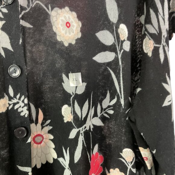 NWT LOFT black floral print button-up cardigan, XL - Picture 5 of 10